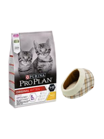 Pro Plan Kitten Tavuklu Yavru Kedi Maması 10 Kg,Mia Alaska Ekose Krem Yatak