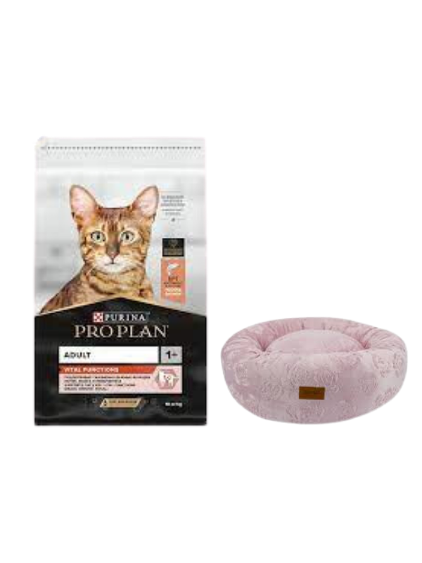 Pro Plan Adult Somonlu Yetişkin Kedi Maması 10 Kg, Pembe Luxe Donut Yatak