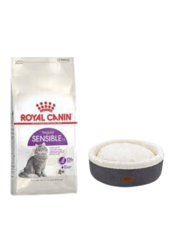 Royal Canin Sensible 33 Sindirim Hassasiyetli Yetişkin Kedi Maması 4 Kg,Gri Mia Donut Yatak