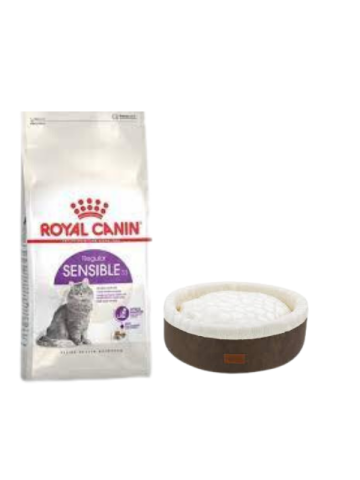 Royal Canin Sensible 33 Sindirim Hassasiyetli Yetişkin Kedi Maması 4 Kg,Kahve Mia Donut Yatak