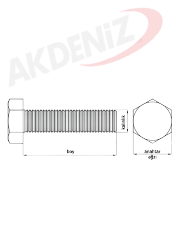 Akdeniz DIN933 M10*16 Mm Galv. Kaplamalı Cıvata 200 Adet