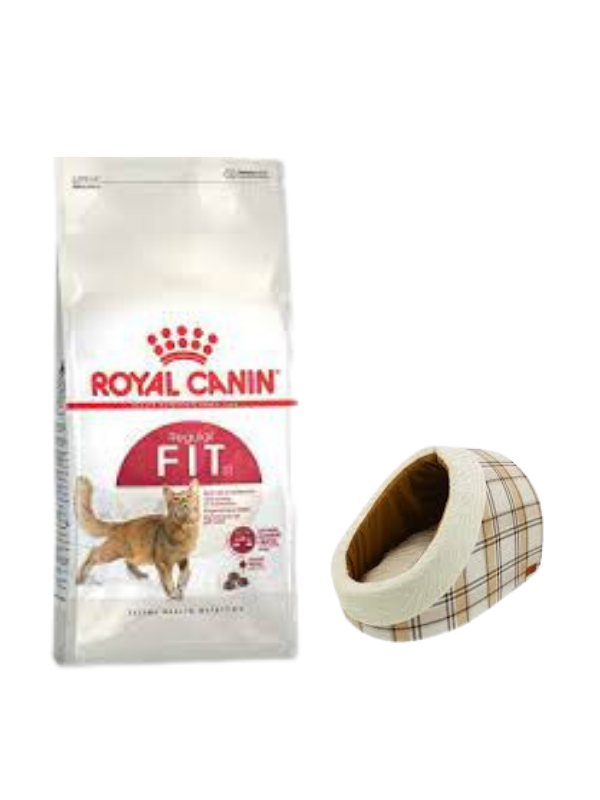 Royal Canin Fit 32  Yetişkin Kuru Kedi Maması 4 Kg,Mia Alaska Ekose Krem Yatak