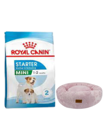 Royal Canin Mini Starter Mother&Babydog Köpek Maması 4 Kg, Pembe Luxe Donut Yatak