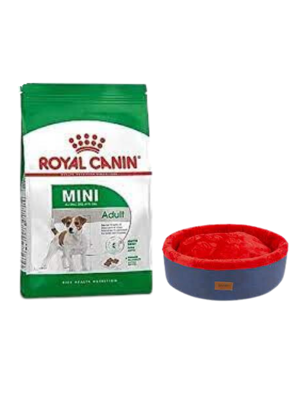 Royal Canin Mini Adult Yetişkin Kuru Köpek Maması  4 Kg,Lacivert Mia Donut Yatak