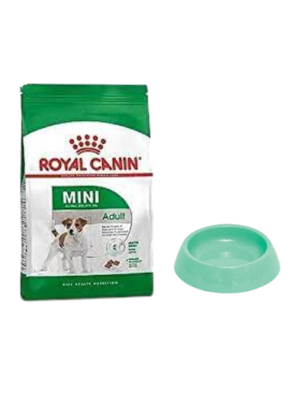 Royal Canin Mini Adult Yetişkin Kuru Köpek Maması  4 Kg,Yuvarlak Su ve Mama Kabı