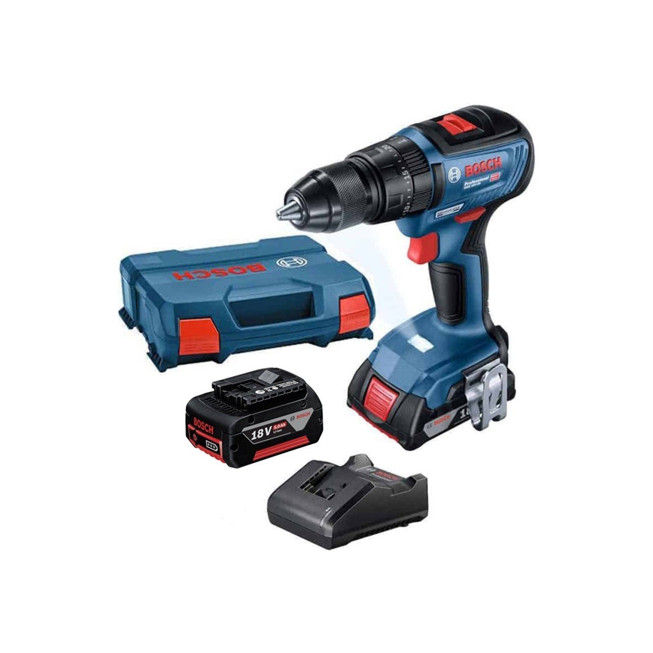 Bosch Professional GSB 18V-50 18V Darbeli 2.0 + 5.0 Ah Li-ion Çift Akülü Delme Vidalama - 06019h5103