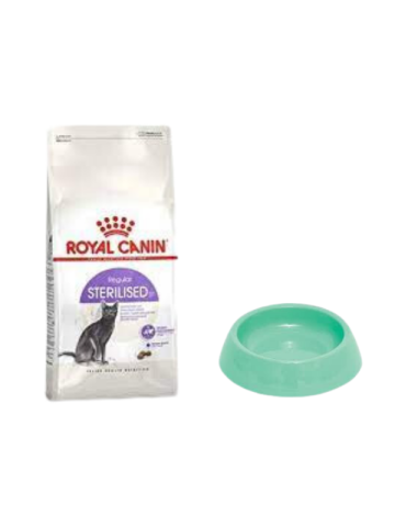 Royal Canin Sterilised 37 Kısırlaştırılmış Kuru Kedi Maması 4 Kg, Yuvarlak Su ve Mama Kabı