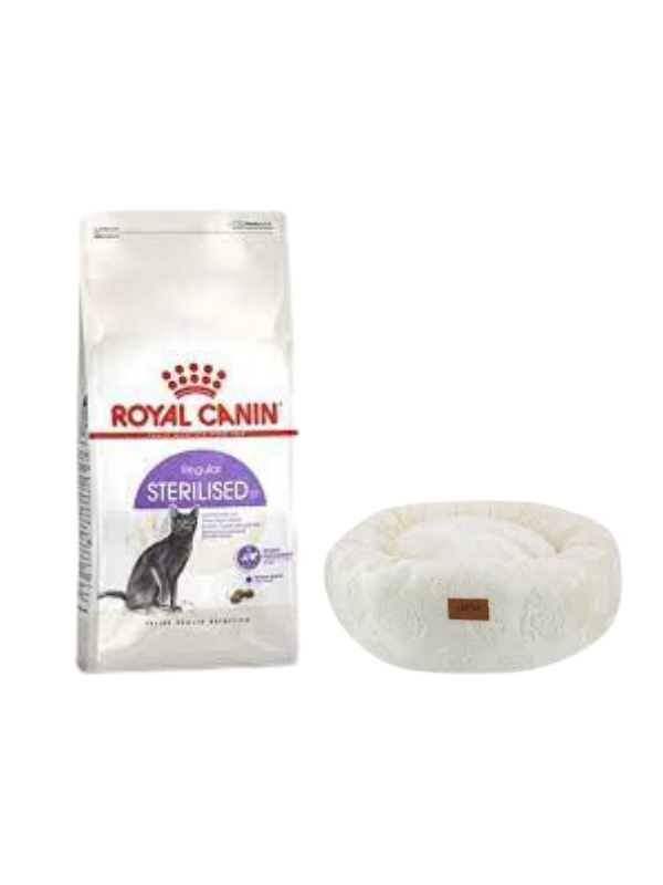 Royal Canin Sterilised 37 Kısırlaştırılmış Kuru Kedi Maması 10 Kg, Krem Luxe Donut Yatak