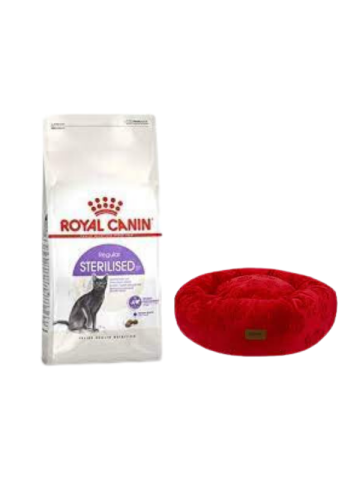 Royal Canin Sterilised 37 Kısırlaştırılmış Kuru Kedi Maması 15 Kg, Kırmızı Luxe Donut Yatak