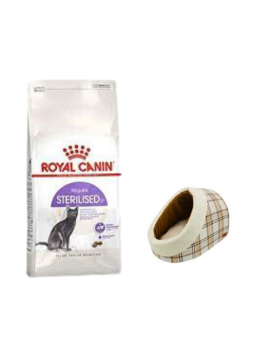 Royal Canin Sterilised 37 Kısırlaştırılmış Kuru Kedi Maması 15 Kg, Mia Alaska Ekose Krem Yatak