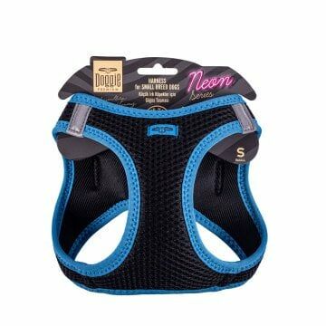 Doggie Havalı Dokuma Neon Serisi Küçük Irk Göğüs Tasması Mavi S-32-38Cm