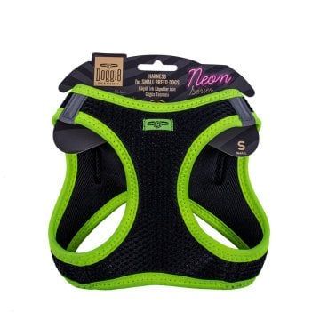 Doggie Havalı Dokuma Neon Serisi Küçük Irk Göğüs Tasması Sarı S-32-38Cm