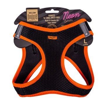 Doggie Havalı Dokuma Neon Serisi Küçük Irk Göğüs Tasması Turuncu L-42-48Cm