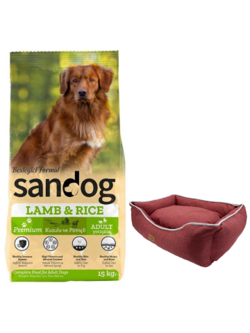 Sandog Premium Lamb&Rice Yetişkin Köpek Maması 15 Kg, Mia Bordo Premium Medium Yatak