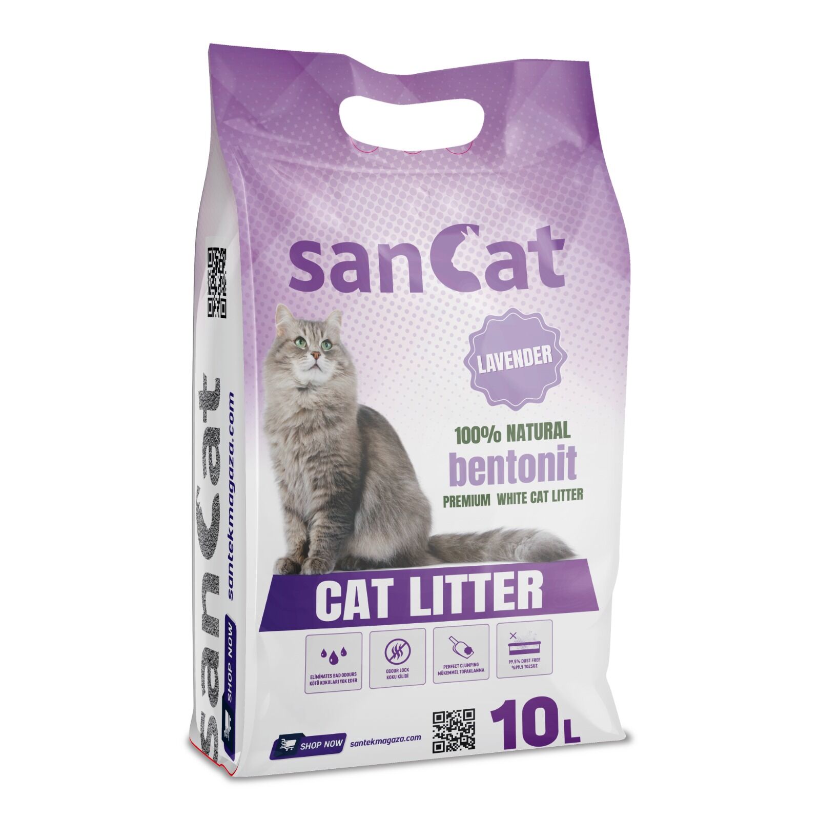 Sancat Lavanta Kokulu Premium Beyaz Kedi Kumu 10 Lt.