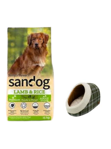 Sandog Premium Lamb&Rice Yetişkin Köpek Maması 15 Kg, Mia Alaska Ekose Yeşil Yatak