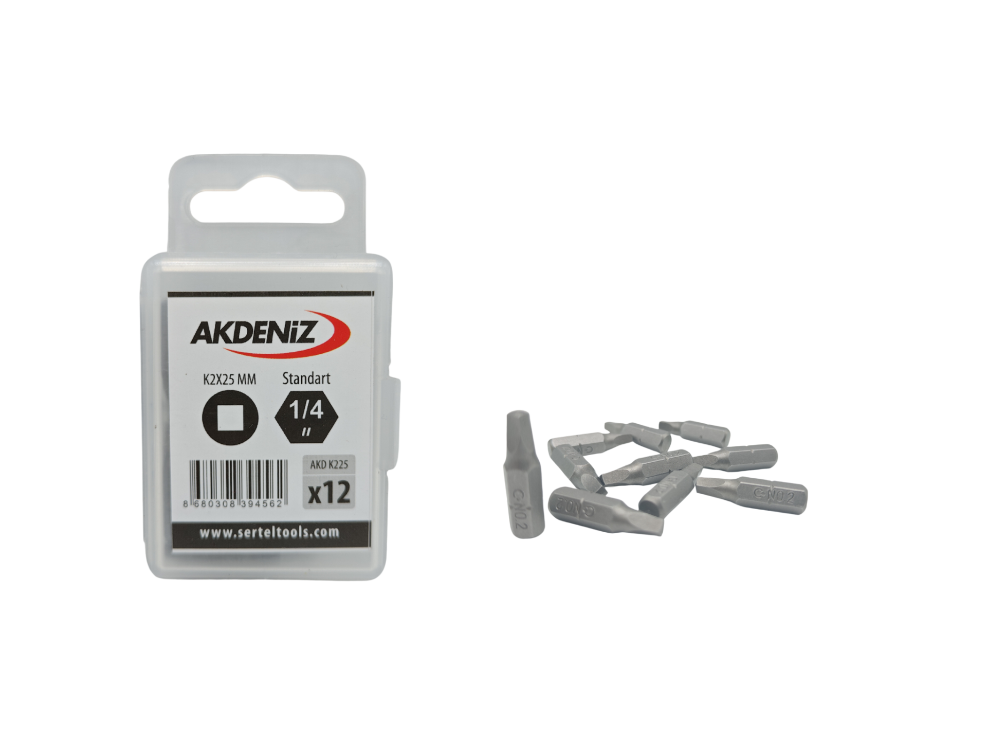 Akdeniz AKD/K225 1/4 Kare No.2x25 Mm 144 Adet Bits Uç