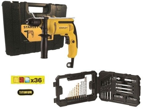 Stanley SDH700CK Darbeli Matkap+Stanley STA7222 Uç Seti