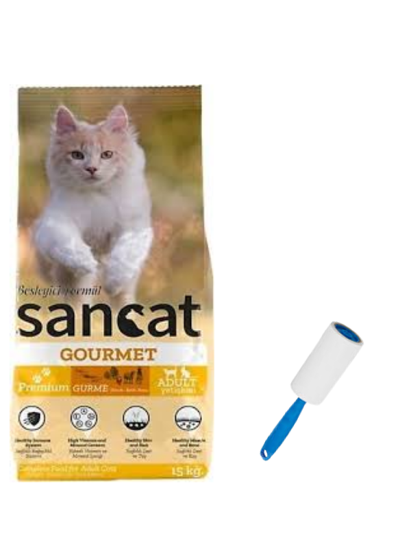 Sancat Premium Gurme Yetişkin Kedi Maması 15 Kg,Kedi ve Köpek Tüy Toplama