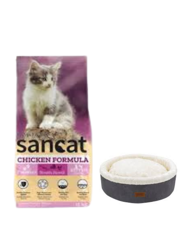 Sancat Premium Tavuklu Yavru Kedi Maması 15 Kg,Gri Mia Donut Yatak