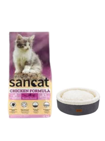 Sancat Premium Tavuklu Yavru Kedi Maması 15 Kg,Gri Mia Donut Yatak