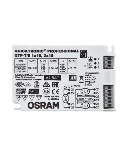 Osram QUICKTRONIC PRO QTP T&E 1x18, 2x18 Balast