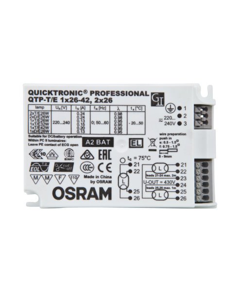 Osram QUICKTRONIC PRO QTP T&E 1x26, 2x26 Balast