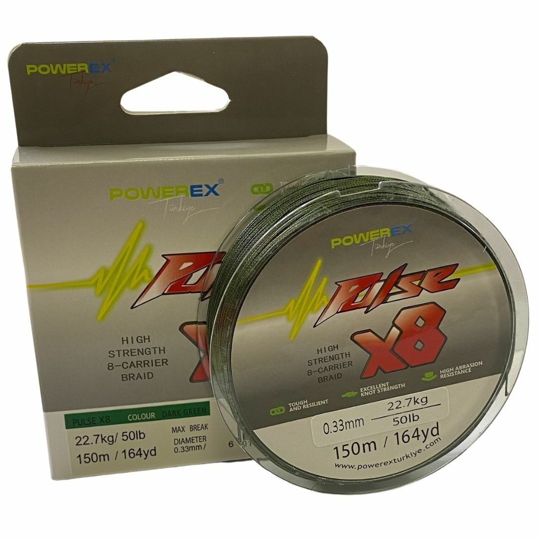 Powerex Pulse 8 örgü 150m. Dark Green 0.23mm/13.6 kg İp Misina