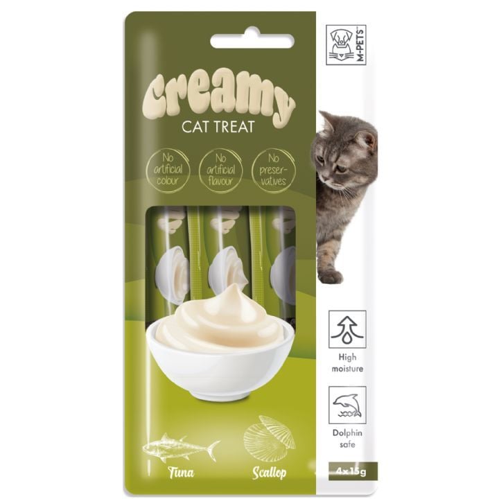 M-PETS CREAMY TON BALIKLI DENİZ TARAKLI KEDİ ÖDÜLÜ 4x15 gr 12 li