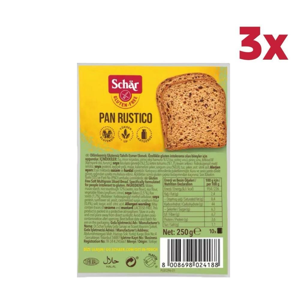 DR. Schar Pan Rustico Glutensiz Ekmek 3Lü Paket