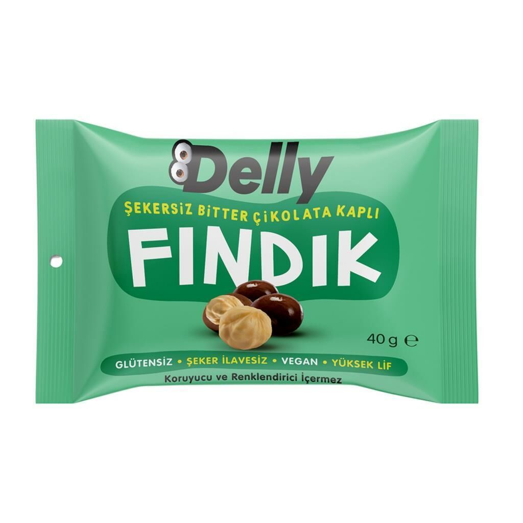 Delly Glutensiz Bitter Çikolata Kaplı Fındık