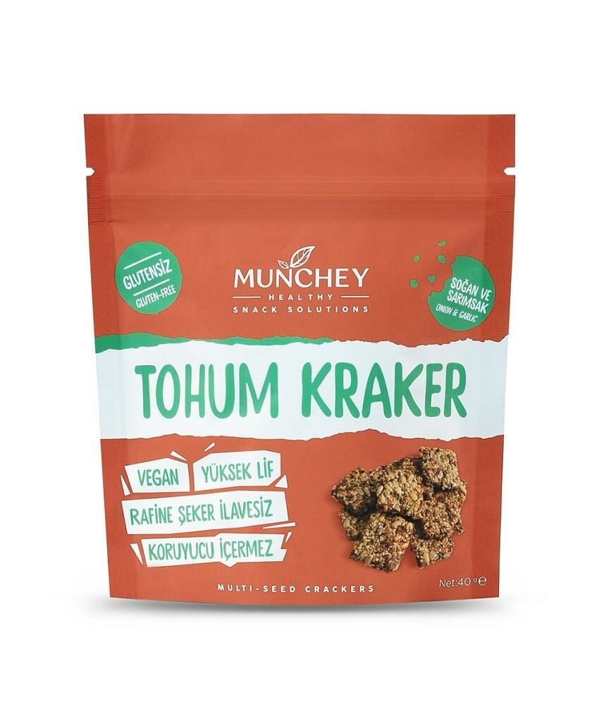 Münchey glutensiz soğan ve sarımsaklı tohum kraker