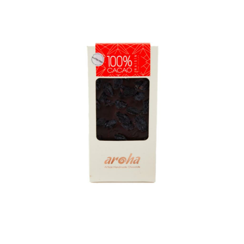 Aroha Kara Üzümlü %100 Kakaolu Bitter Çikolata