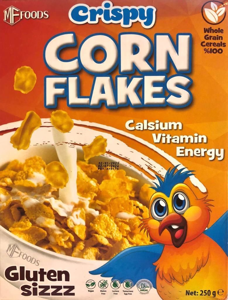 MF foods glutensiz crispy corn flakes 250 gr