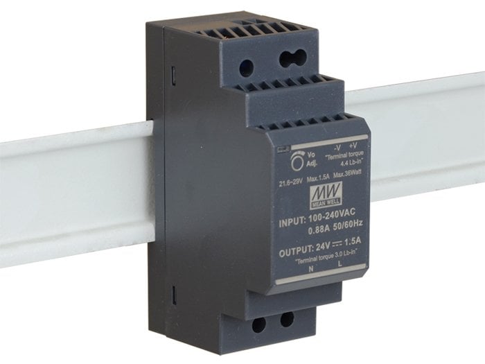 HDR-30-24 HDR3024 24Vdc 1.5Amp DIN Rail StepShape  MEANWELL |