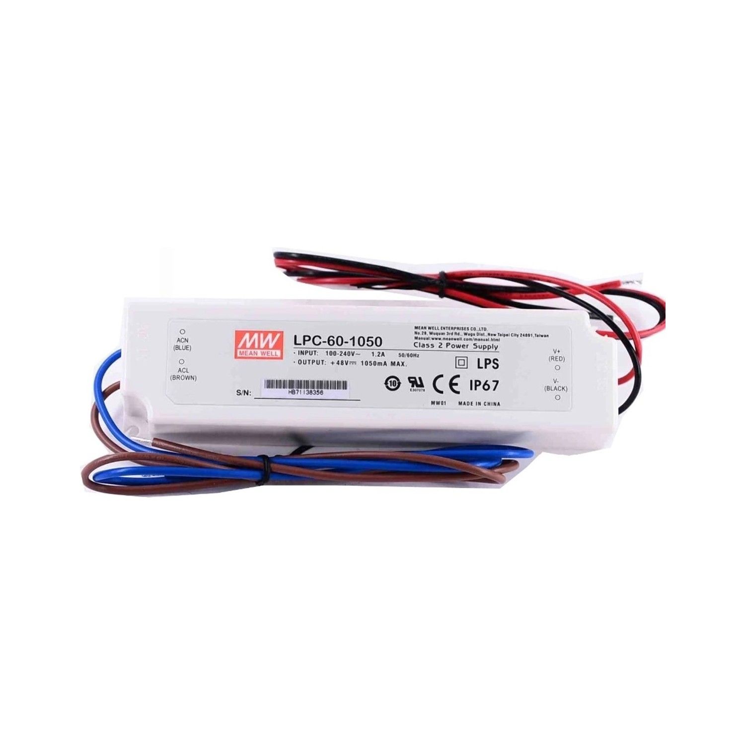 LPC-60-1050  9~48Vdc 1050mA IP67  MEANWELL |