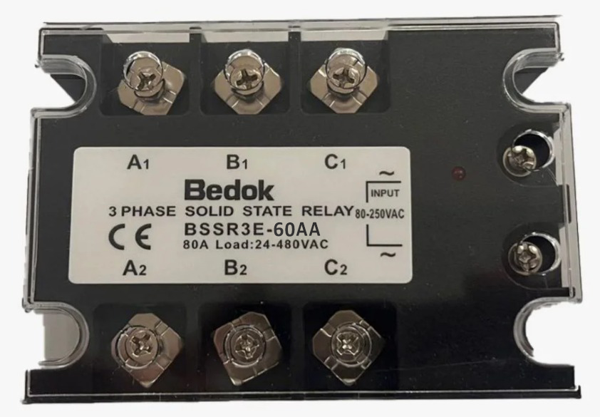 BSSR3E-60AA BEDOK 80-250VAC Tetikleme,24-480VAC Çıkış Voltajı,60A Trifaze SOLİD STATE RELAY(SSR Röle)