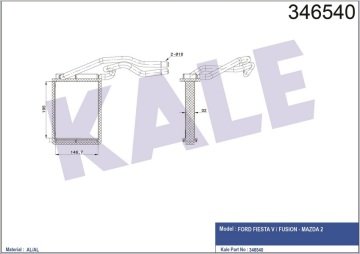 KALORİFER RADYATÖRÜ FIESTA V 1.4TDCİ 1.6TDCİ (01-08) FOCUS I 1.4 1.6 1.8 2.0 (98-04) (195x145x48)