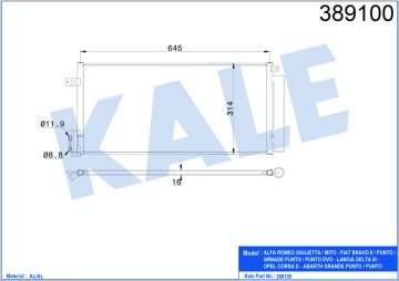 KLİMA KONDENSERİ GRANDE PUNTO-BRAVO II-CORSA D-LINEA 1.3MTJ-1.7CDTI (AL/AL) (645x298x16)