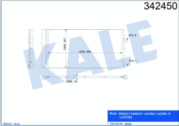 KLIMA RADYATORU RENAULT LAGUNA COUPE / LAGUNA III / GRANDTOUR / LATITUDE 2.0 16V TURBO / 1.5 DCI / 2.0 DCI / 07-> AL/AL KURUTUCU ILE