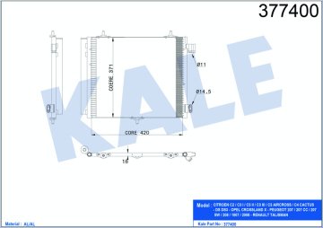KLIMA RADYATORU C2 C3 C3 II C3 PLURIEL C3 III DS3 P208 P207 P1007 P2008 OLCU: (420×374×16)