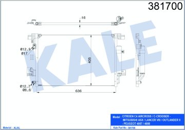 KLIMA RADYATORU ASX LANCER OUTLANDER 2009> P4007 P4008 C4 AYRCROSS C CROSSER 10>