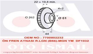 ON FREN AYNASI (DISKI) HAVALI LAGUNA I MEGANE I SAFRANE 1,6 / 1,8 / 1,9 / 2,0
