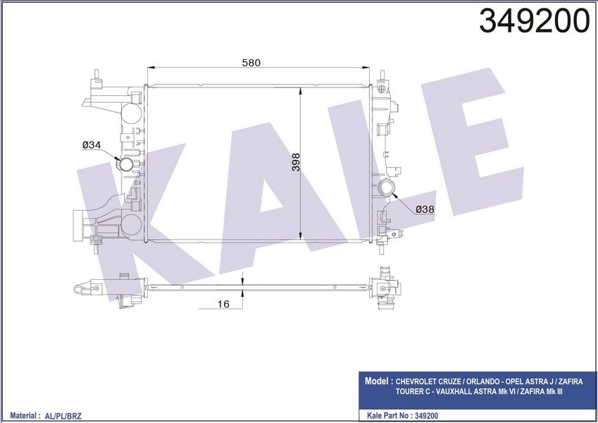 Motor Su Radyatoru M,T Cruze F16D Astra J A14Xel A14Xer A16Xer