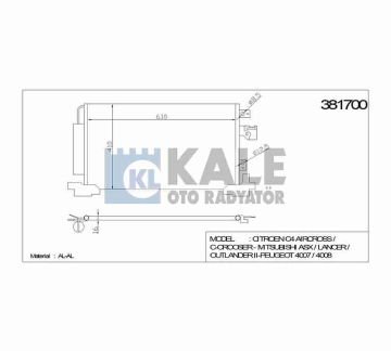 RADYATÖR KLİMA LANCER 08=> / ASX / OUTLANDER / PEUGEOT 4007 4008 / 637x429x16