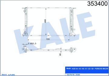 SU RADYATORU AUDI A4-A5-Q5 2.0TFSI-1.8TFSI-2.0T OTOMATIK 720X468X26 AL-PL-BRZ