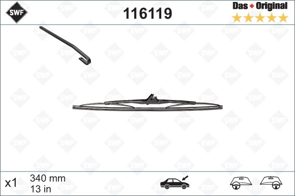 SILECEK SUPURGESI 340mm GOLF 3; 4 ARKA (SWF)