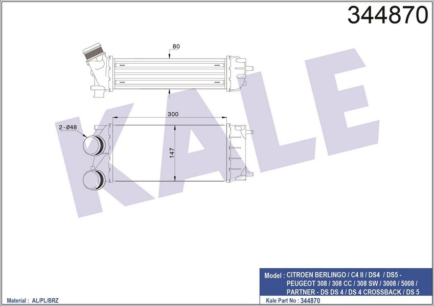 TURBO INTERCOOLER RADYATORU P308 P3008 P5008 PARTNER TEPEE C4 C4 (B7) DS4 C4 PICASSO DS5 BERLINGO III DV6C DV6DTED EURO5 MOTOR