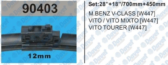 Sılecek Supurgesı 700Mm+450Mm Muz Tıp Aparatlı V-Class W447 14- Vıto Mıxto Tourer W447 14- 12Mm Adaptor