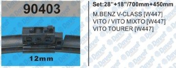 Sılecek Supurgesı 700Mm+450Mm Muz Tıp Aparatlı V-Class W447 14- Vıto Mıxto Tourer W447 14- 12Mm Adaptor